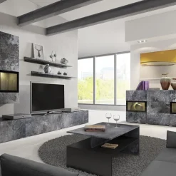 Tavolino 100x60cm da salotto design ossido e nero Emotion Gihome®