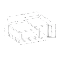 Tavolino 120x60cm da salotto design bianco cemento Megan Gihome®