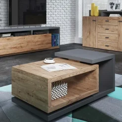 Tavolino 120x60cm da salotto design rovere antracite Megan Gihome®