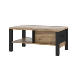 Tavolino 90x56cm da salotto moderno quercia nero opaco Nebraska