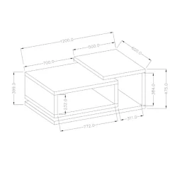 Tavolino 120x60cm da salotto rettangolare nero opaco Megan Gihome®