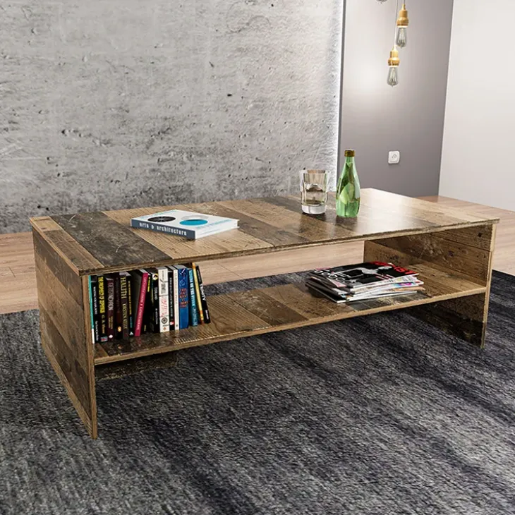 Tavolino 100x60cm salotto con ripiano rovere scuro West Gihome®