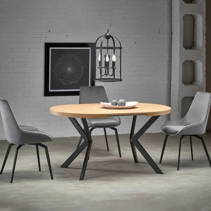 Tavolo allungabile 100/250cm da pranzo rovere dorato nero Agri