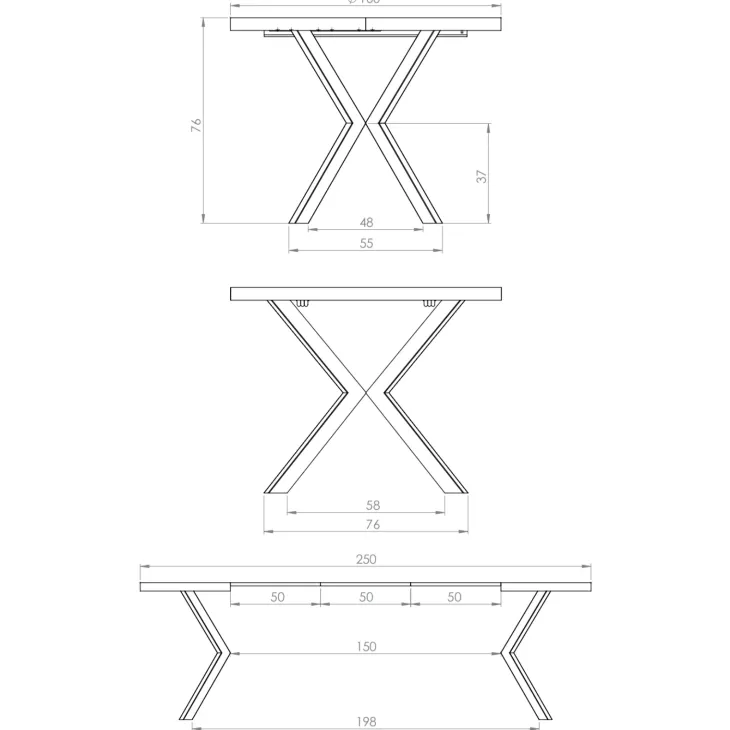 Tavolo allungabile 100/250cm da pranzo rovere dorato nero Agri