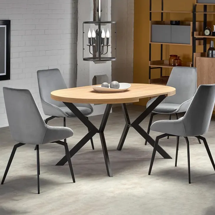 Tavolo allungabile 100/250cm da pranzo rovere dorato nero Agri