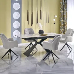 Tavolo allungabile 180/230cm effetto marmo bianco nero Silvano