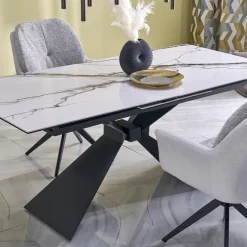 Tavolo allungabile 180/230cm effetto marmo bianco nero Silvano
