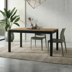 Tavolo allungabile 160/220 cm industrial rovere rustico metallo ossido Alanda