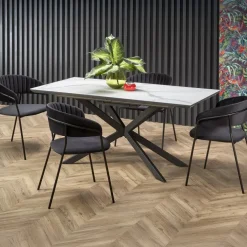 Tavolo allungabile 160/200cm moderno effetto marmo bianco nero Lennox