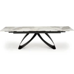 Tavolo allungabile 180/260cm moderno effetto marmo bianco lucido nero Novellino