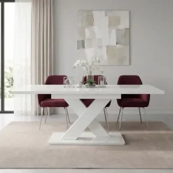 Tavolo allungabile 140/180cm rettangolare bianco lucido Ivonne