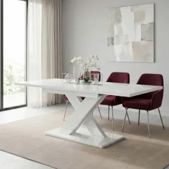 Tavolo allungabile 140/180cm rettangolare bianco lucido Ivonne