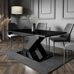 Tavolo allungabile 140/180cm rettangolare nero lucido Ivonne