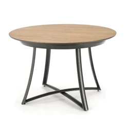 Tavolo allungabile 118/148cm rotondo rovere antracite nero Ortensia Gihome®