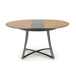 Tavolo allungabile 118/148cm rotondo rovere antracite nero Ortensia Gihome®