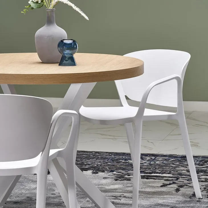 Tavolo allungabile 100/250cm rotondo rovere dorato bianco Agri