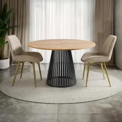 Tavolo allungabile 120/196cm rotondo rovere nero Elisera