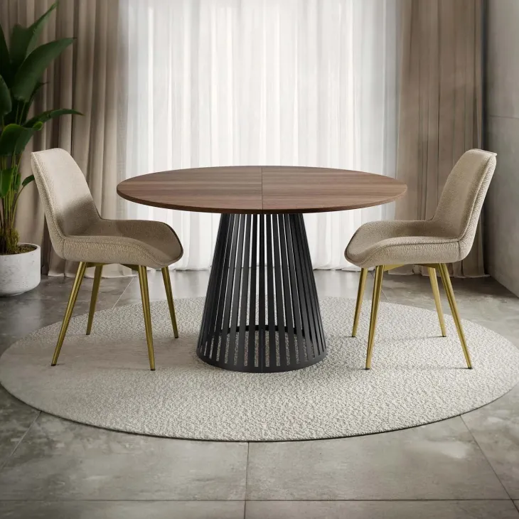 Tavolo allungabile 120/196cm rotondo rovere scuro nero Elisera