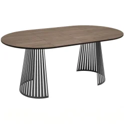 Tavolo allungabile 120/196cm rotondo rovere scuro nero Elisera