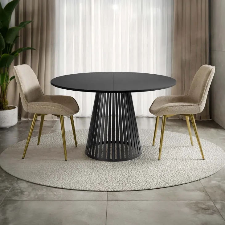 Tavolo allungabile 120/196cm rotondo nero Elisera