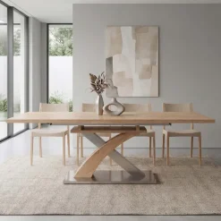 Tavolo allungabile 160/220cm rovere acciaio Iride Gihome®