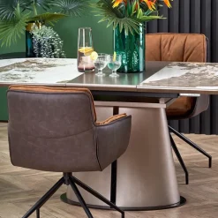 Tavolo allungabile da pranzo 160/200cm marmo bianco beige Iolanda