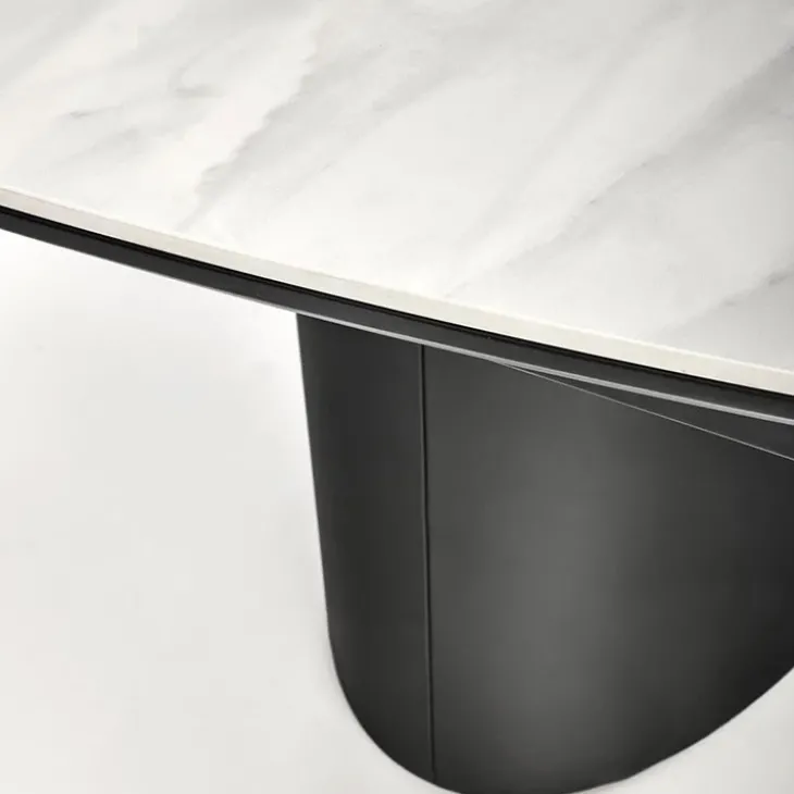 Tavolo allungabile moderno 160/220cm marmo bianco nero Isaia