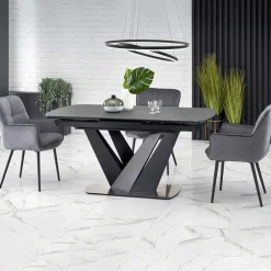 Tavolo allungabile moderno 160/200cm grigio scuro nero Blasco