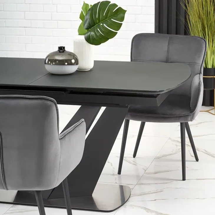 Tavolo allungabile moderno 160/200cm grigio scuro nero Blasco