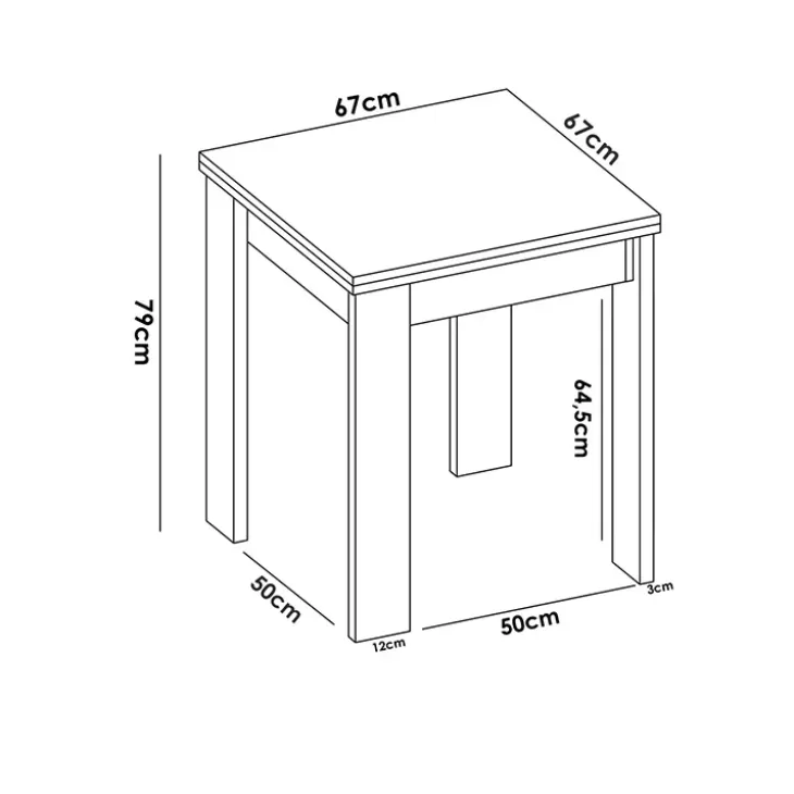 Tavolo allungabile 67-134x67cm legno naturale Koke