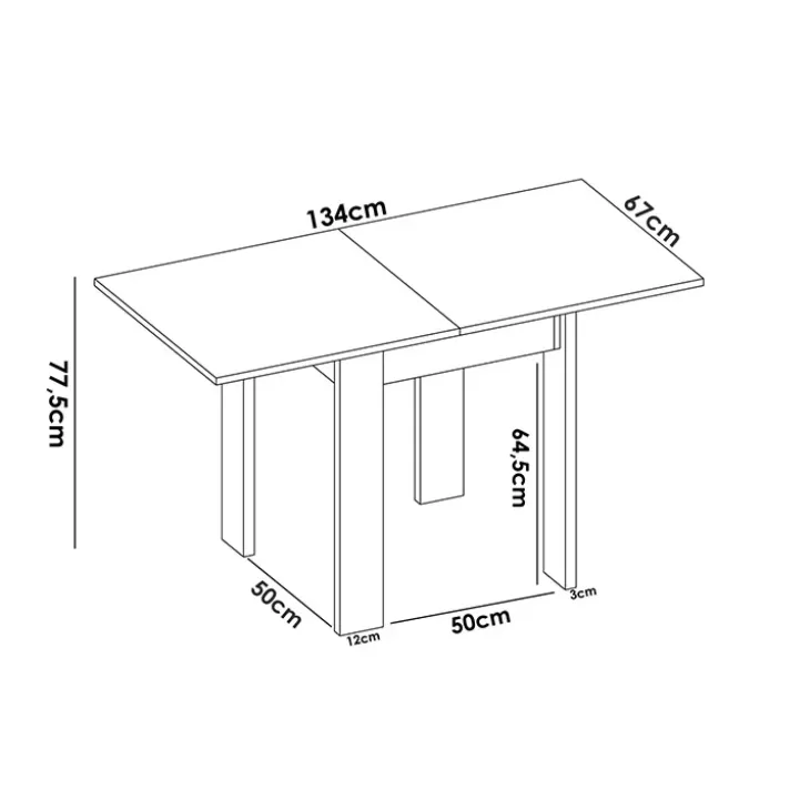 Tavolo allungabile 67-134x67cm legno naturale Koke