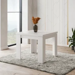 Tavolo allungabile 90x90cm moderno a libro bianco frassinato Calla