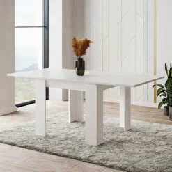 Tavolo allungabile 90x90cm moderno a libro bianco frassinato Calla