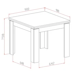 Tavolo allungabile 90x90cm moderno a libro grigio Calla