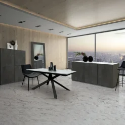 Tavolo 140/200 cm allungabile bianco effetto marmo metallo Velvet