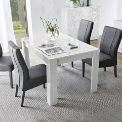Tavolo 137/185cm allungabile bianco lucido con serigrafia Marvis