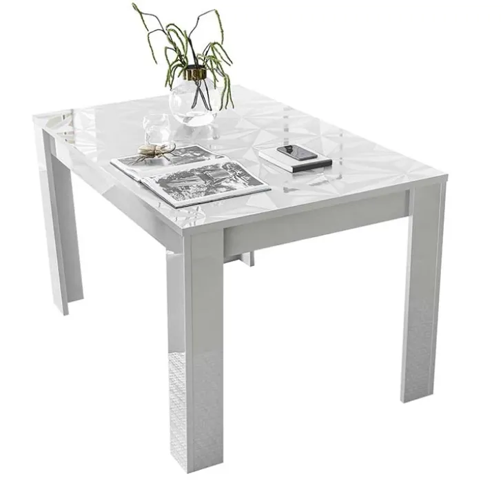 Tavolo 137/185cm allungabile bianco lucido con serigrafia Marvis