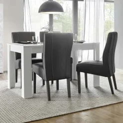 Tavolo 137/185cm allungabile bianco lucido con serigrafia Marvis