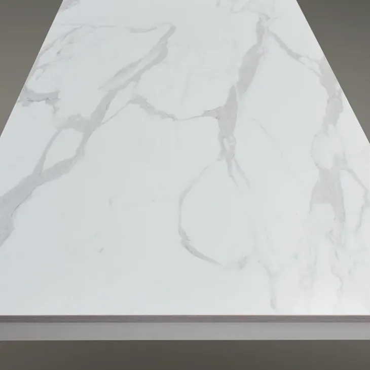 Tavolo 140/200 cm allungabile effetto marmo bianco metallo bianco Larkin