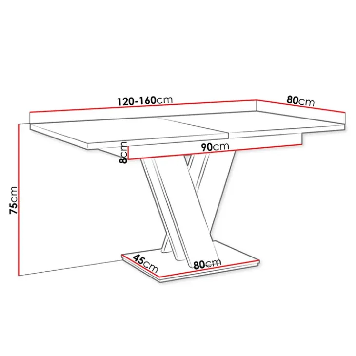 Tavolo 120/160cm allungabile moderno bianco rovere Coroline