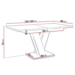 Tavolo 120/160cm allungabile moderno bianco nero Coroline