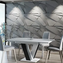Tavolo 120/160cm allungabile moderno bianco nero Coroline
