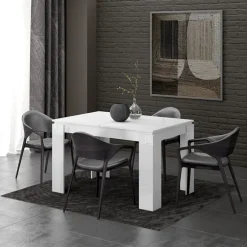 Tavolo 120/160cm allungabile moderno legno bianco lucido Atena