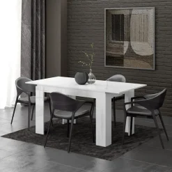 Tavolo 120/160cm allungabile moderno legno bianco lucido Atena