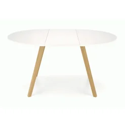 Tavolo 102/142cm allungabile rotondo bianco opaco rovere Medina