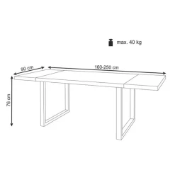 Tavolo 160/250cm allungabile rovere nodato acciaio nero Cardiff