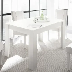 Tavolo 137/185cm da pranzo allungabile moderno bianco opaco Deluxe Halston