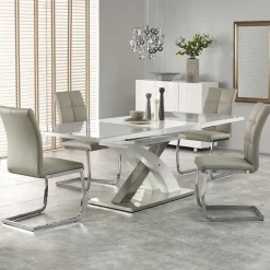 Tavolo 160/220cm in vetro allungabile grigio bianco Iride Gihome®