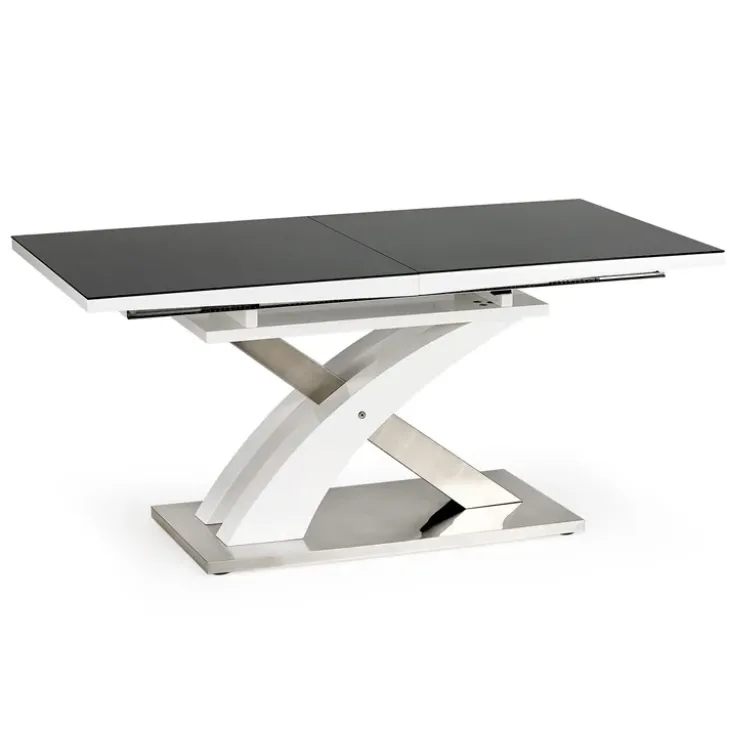 Tavolo 160/220cm in vetro allungabile nero bianco Iride Gihome®