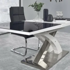 Tavolo 160/220cm in vetro allungabile nero bianco Iride Gihome®